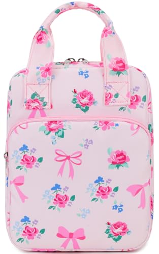 DSIUE Kids Bible Cover Case Gilrs Cute Bible Carrying Case Book Holder/Carrier/Bag with Handle and Pockets, Bow Floral