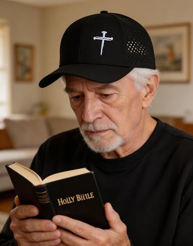 Jesus 3 Nail Cross Hat Christian Religious Gifts for Christma with Embroidered - Adjustable Snapback Baseball Cap - color: 3 Nail Cross Mesh Nylon Black