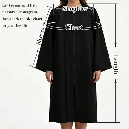 Populus 6-Pack Unisex Adult Matte Choir Robes for Church, Graduation Gowns - color: Black, size: Size 48