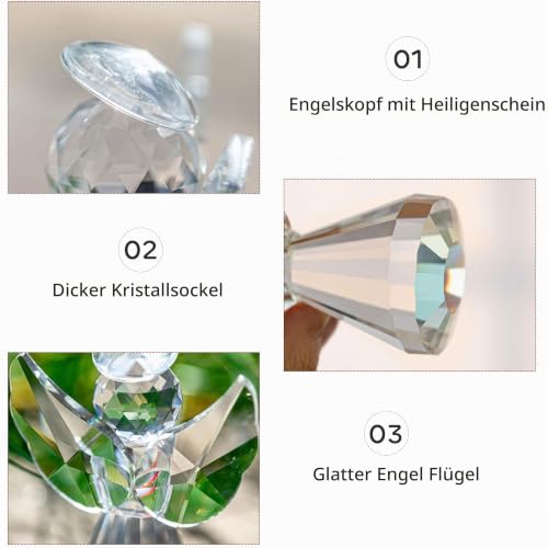 3.3inch Crystal Guardian Angel Figurine For Women Art Glass Angel Ornaments - style: Heart Angel