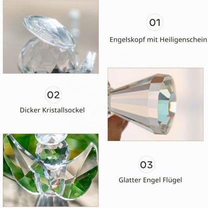 3.3inch Crystal Guardian Angel Figurine For Women Art Glass Angel Ornaments - style: Heart Angel