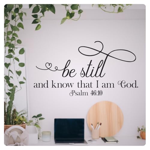 My Vinyl Story - Be Still - Psalm - Inspirational Wall Decal Sticker Quote Religious Bible Verse Christian Scripture Vinyl Art Decor for Home Prayer Room Church, Removable (Black, 42x22 inches) - color: Black, size: 42x22 inches