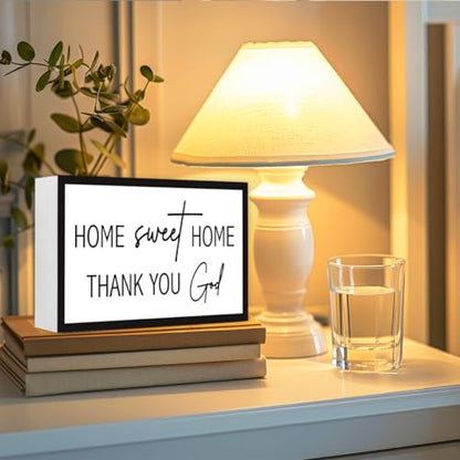 Home Sweet Home Sign Wooden Box Desk Decor,Rustic Farmhouse Home Thank You God Wood Block Sign for Home Living Room Shelf Tabletop Decor 10'' x 6'' - style: Home Sweet Home