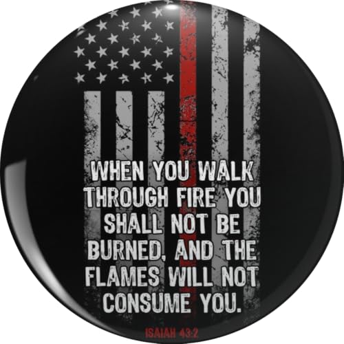 Thin Red Line Firefighter Bible Verse American Flag Metal Lapel Pin Tie Tack Pinback 0.75"