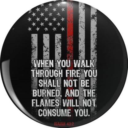 Thin Red Line Firefighter Bible Verse American Flag Metal Lapel Pin Tie Tack Pinback 0.75"