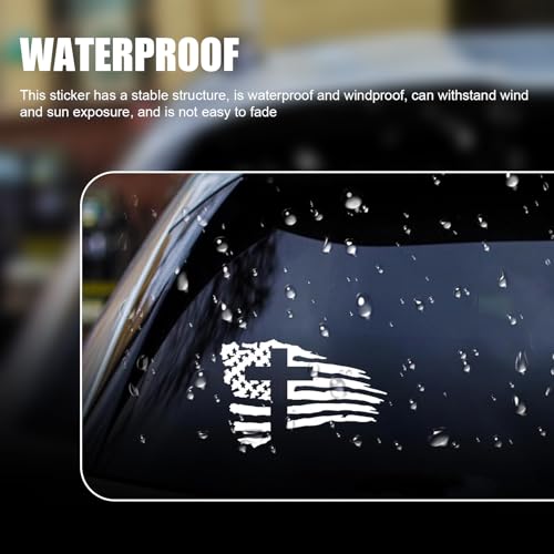 American Flag Sticker with Cross, Vinyl Christian Jesus Christ Stickers for Car, Waterproof Personalized Decal Sticker, for Car Windows, Bodies, Trucks, Laptops & Refrigerators (White) - color: White