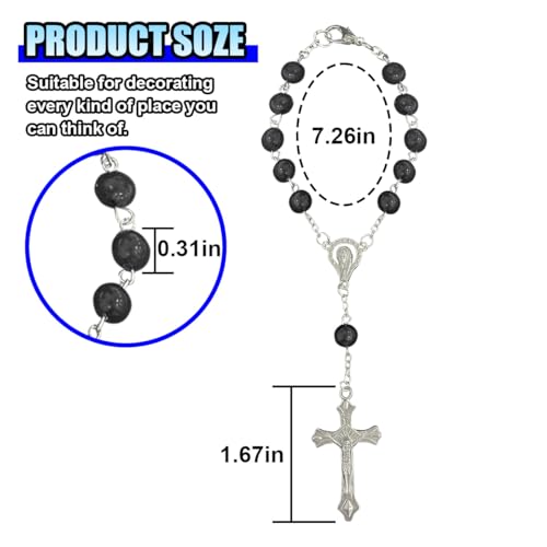 ZIMISI 2PCS Car Rosary for Rearview Mirror (Black) - color: Black