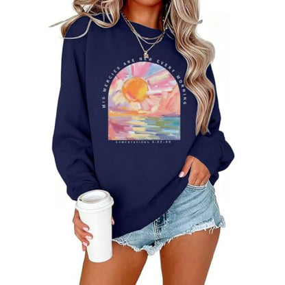 Christian Sweatshirts for Women Jesus Religious Faith Tops - color: Blue, size: Small