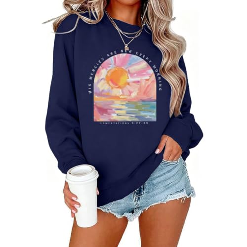 Christian Sweatshirts for Women Jesus Religious Faith Tops - color: Blue, size: Small