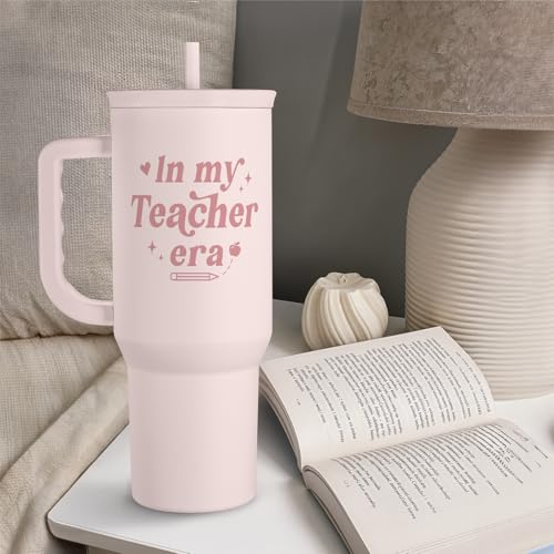 SANDJEST Teacher Gift – Stainless Steel Insulated Tumbler with Handle - Cool Teacher Club Travel Coffee Mug Cup for Women Back to School Birthday Christmas Teacher's Appreciation, 40oz - color: Teacher 4