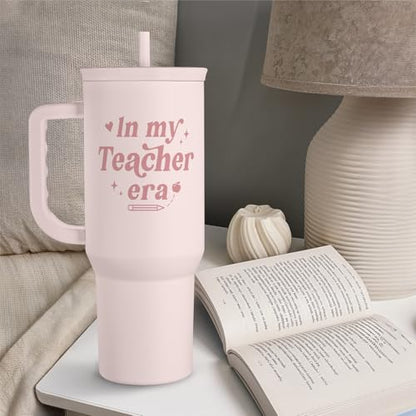 SANDJEST Teacher Gift – Stainless Steel Insulated Tumbler with Handle - Cool Teacher Club Travel Coffee Mug Cup for Women Back to School Birthday Christmas Teacher's Appreciation, 40oz - color: Teacher 4