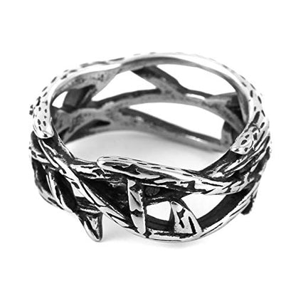 HZMAN Jesus Crown of Thorns Ring for Men Stainless Steel Pinky Ring - color: Silver