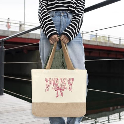 Tote Bag, Gifts for Women Friends Girlfriend Coworker Wife Mom Reusable Tote Bags Birthday Thank You Gift - color: Pink Pray