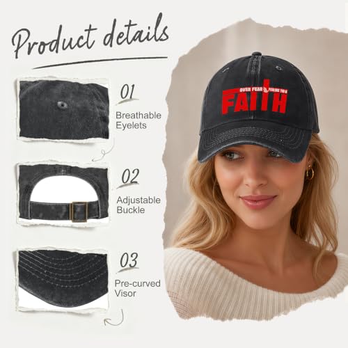 Religion Christ Christian Jesus Baseball Cap for Men Women Adjustable Retro Washed Golf Dad Caps Funny Graphic - color: Faith Over Fear Christ Christian