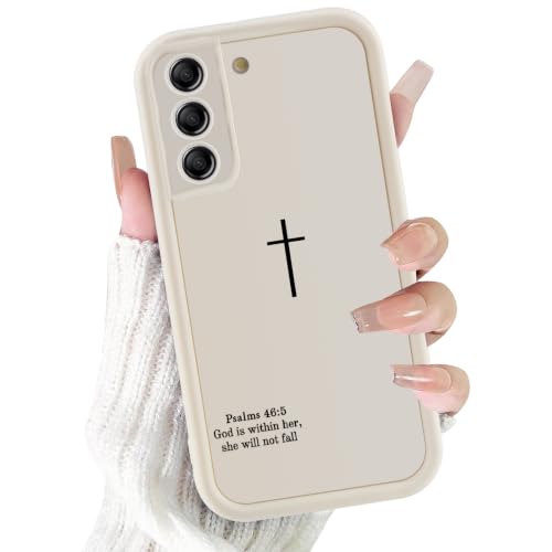 Jesus Phone Case for Samsung Galaxy S21（5G）, Aesthetic Christian Bible Verse Cross Pattern, Trendy Design for Women Girls Men, Shockproof Soft Silicone Cover for Samsung S21 6.2", White - color: White, size: Samsung Galaxy S21（5G）