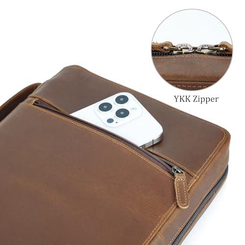 Polare Full Grain Leather Bible Cover Church Bag Bible Protective Book Holder Carrying Case Folder Organizer Portfolio for Men and Women (Light Brown) - style: Light Brown