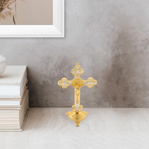 Cross Figurine Jesus Carrying Cross Statue for Home and Office Decoration Western Religious Statue Catholic Gifts Desktop Jesus Sculpture and Figurine