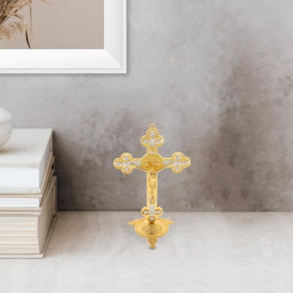 Cross Figurine Jesus Carrying Cross Statue for Home and Office Decoration Western Religious Statue Catholic Gifts Desktop Jesus Sculpture and Figurine