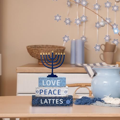 Geelin 4 Pcs Hanukkah Wooden Table Decorations for Home - style: Peace