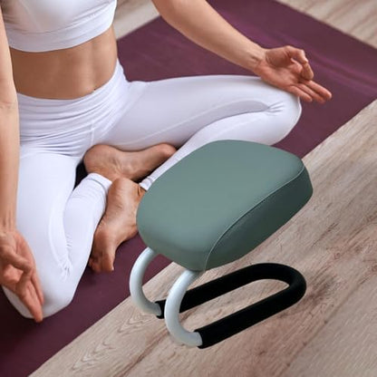 Menolana Kneeling Meditation Stool, PU Leather Padded Seat with Anti-Slip Pad, Ergonomic Prayer Bench for Home Meditation and Prayer Practice, Blue - color: Blue