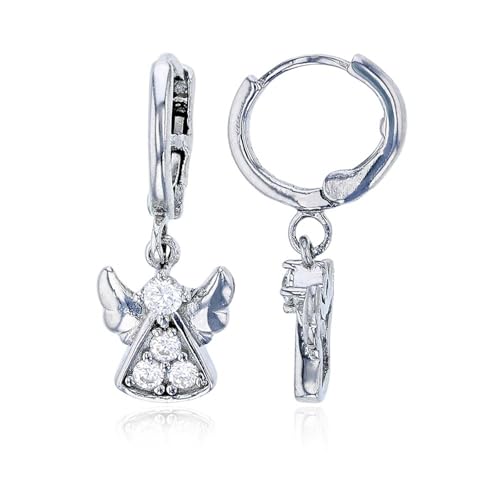 YGI Group Sterling Silver 23x9mm Round-Cut CZ Angel Earrings Sterling Silver Silver
