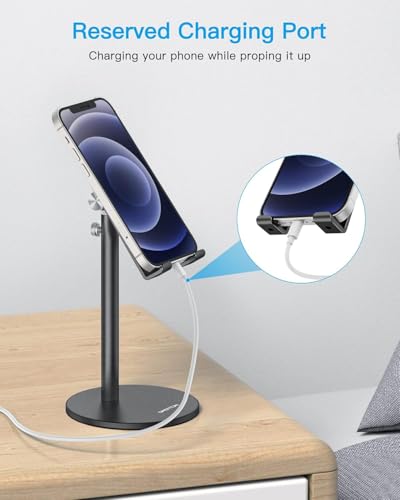 OMOTON CA04 Aluminum Tablet Phone Stand, Adjustable Desk Stand Black - color: Black