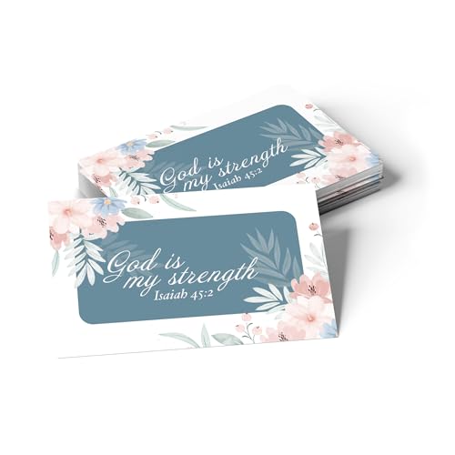 Pass It On Scripture Cards, Faith, Is 45:2 - Pack of 25 Inspirational Christian Cards with Scripture Encouragement, Bible Verse Cards For Devotional, Bible Study, Memorization & Greetings - color: God Is My Strength