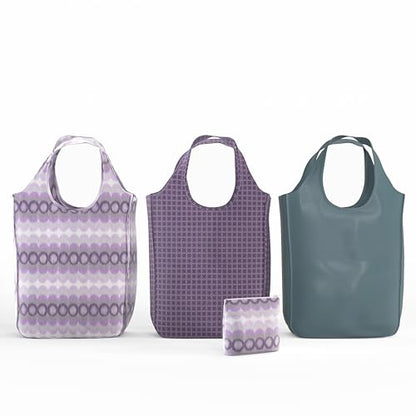 Pure Sage Reusable Grocery Bag - Stylish Shopping Bags for Groceries - Foldable Tote Bag - color: Purple 3 Medium