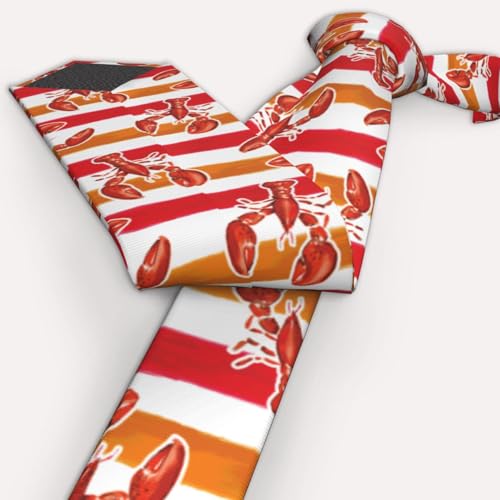 Men's Neckties, Novelty Printed Skinny Tie for Work Casual Party - color: Lobster