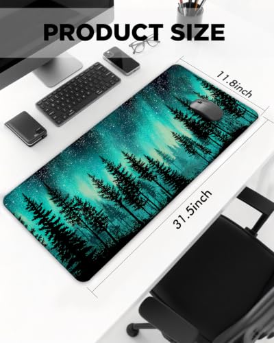 Mouse Pad, Desk Mat, 31.5x11.8in Large Mousepad, Green Forest - color: Green Forest