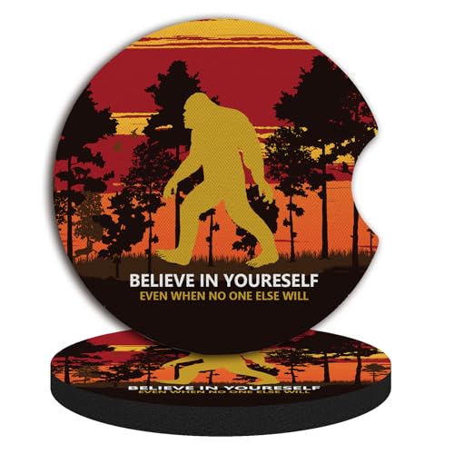 Believe in Yourself Anti-Slip Rubber Car Cup Mat with A Finger Notch - 2 Pack Absorbent Drinks Coasters for Women's Interior - color: Believe in Yourself