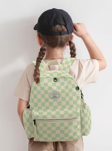 atgark Corduroy Toddler Backpack for Boys Girls Kids Preschool Backpacks - color: Green Chessboard Corduroy, size: Age 2-5 (13.3" H Fit A4 Folder)