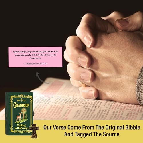 Personalized Bible Verse Box for Grandson with Prayer Cross, 150 Color-Coded Scripture Cards, Custom Name with Keychain, Christian Graduation Gift, Faith Encouragement Keepsake - color: Grandson