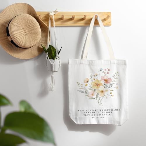 FBB Christian What's the Best that Could Happen Inspirational Tote Bag - color: Psalm 61:2 - Yellow