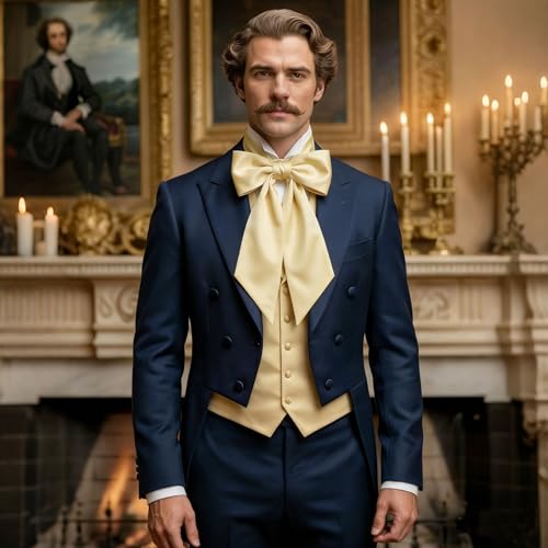 Unisex Renaissance Accessory Set with Scarf, Frilled Cravat, and Detachable Collar - color: Light Yellow