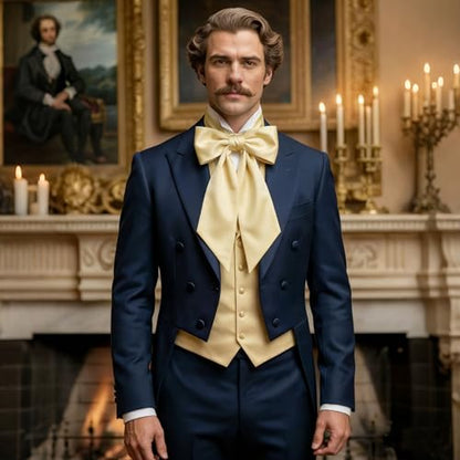 Unisex Renaissance Accessory Set with Scarf, Frilled Cravat, and Detachable Collar - color: Light Yellow
