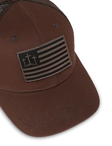 Christian Jesus Cross Hat - Faith Hats for Men Women - Religious Gifts for Thanksgiving Christmas - color: Faith Flag/Brown