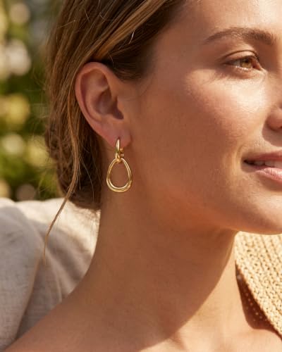 MUMREUES 14K Gold Earrings for Women Trendy Double Hoop Dangle Earrings - color: Sage & Gold