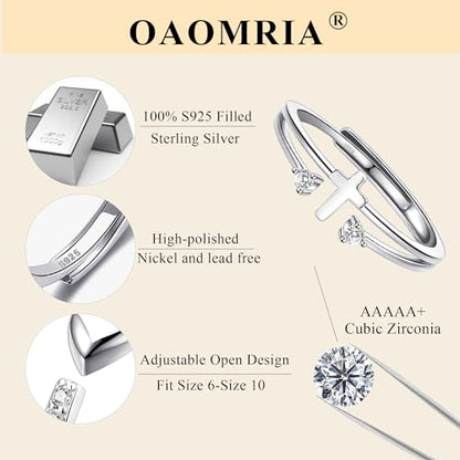 Sterling Silver Cross Ring To My Daughter Cross Rings For Women Sterling Silver Cubic Zirconia Adjustable Thumb Rings For Women Christian Pray Rings
