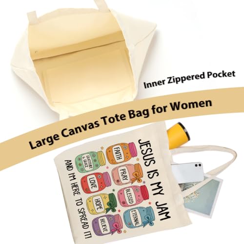 Christian Gifts for Women, Canvas Tote Bag, Faith Gifts for Women Girl Sister Inspirational Religious Gift Birthday - color: Cute Christian 760