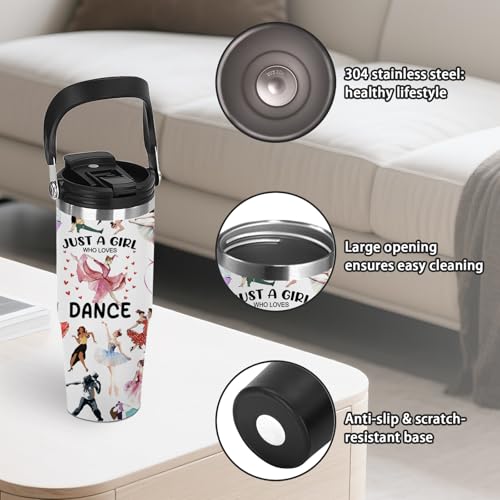 30oz Ballet Insulated Tumbler with Top Handle, Dance Gift for Women Girls - color: Dance2