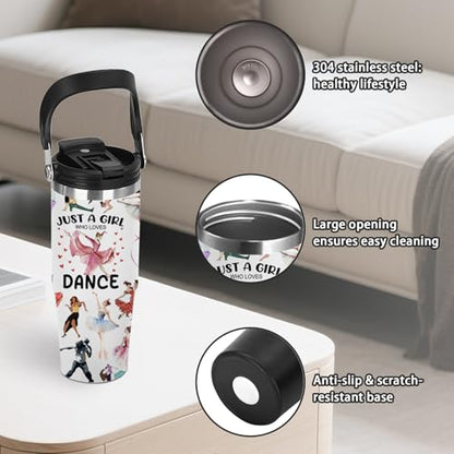 30oz Ballet Insulated Tumbler with Top Handle, Dance Gift for Women Girls - color: Dance2