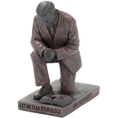 Dicksons Lead Your Flock Praying Pastor 5 inch Bronze Resin Stone Table Top Figurine - style: Lead Your Flock Praying Pastor