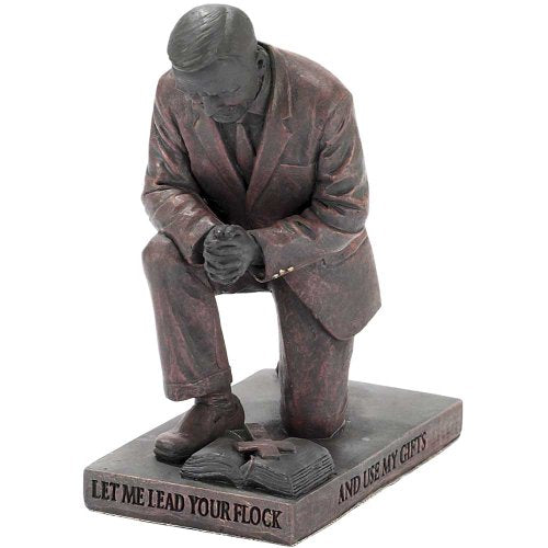 Dicksons Lead Your Flock Praying Pastor 5 inch Bronze Resin Stone Table Top Figurine - style: Lead Your Flock Praying Pastor