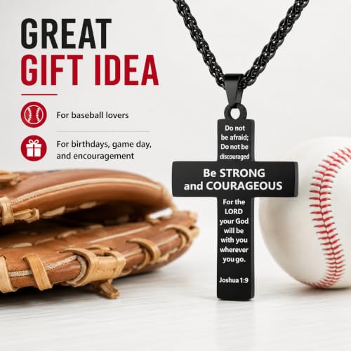 Smilelife Soccer Baseball Basketball Football Cross Necklace for Boys Men - style: Baseball