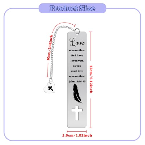Bible Bookmark Christian Stainless Steel Bookmark Bible Verse Bookmarks Baptism Gifts for Girl Inspirational Religious Gift for Book Lovers Women Men First Communion Gifts Graduation Confirmation Gift - color: Love Bible Metal Bookmark 02