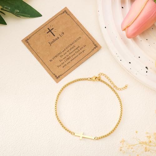 Cross Bracelet for Men with Inspirational Card - color: Gold