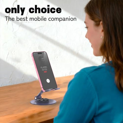 Metal Cell Phone Stand for Desk, Multi-Angel Adjustable 360° Rotation Desktop Phone Holder and Foldable Mobile Phone Stand, Compatible with All Smartphones, Purple - color: Purple