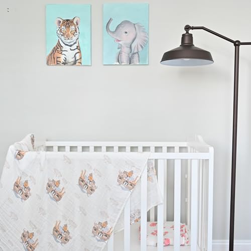 LollyBanks Muslin Swaddle Blanket, 47 x 47 in, Newborn Receiving Blanket - color: Noah's Ark