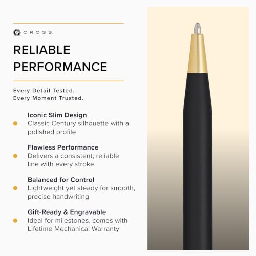 Cross Classic Century Ballpoint Pen, Black & Gold, Medium Point, Black Ink - color: Black & Gold